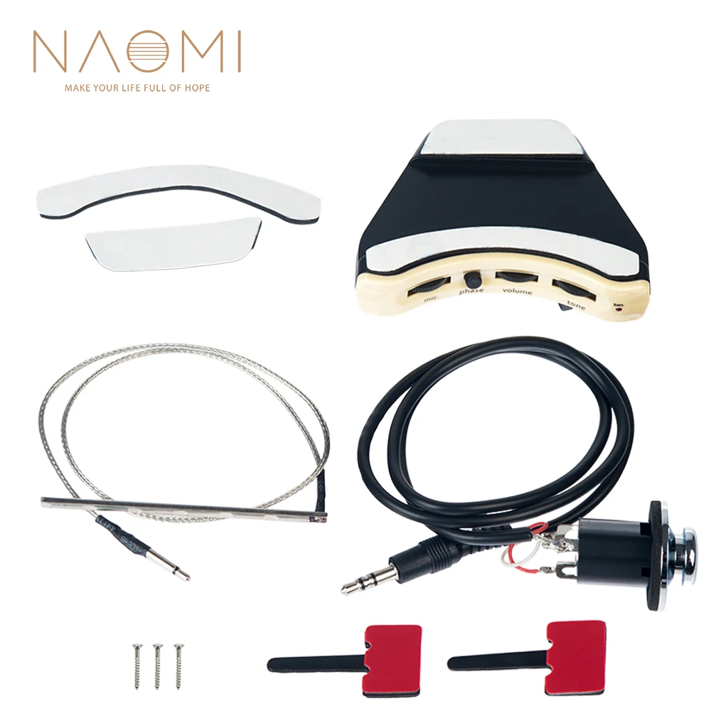 NAOMI B1G Soundhole Acoustic Guitar Pickup Cream Pickups W/Rod Piezo Transducer 6.35mm Jack Endpin Output Microphone Phase V & T | Спорт и
