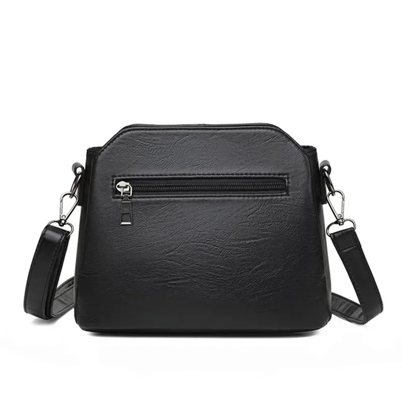 Fashionable Three Interlayer Synthetic Leather Crossbody Bag with Polyester Lining, Stylish Square Single Shoulder Bag for Women