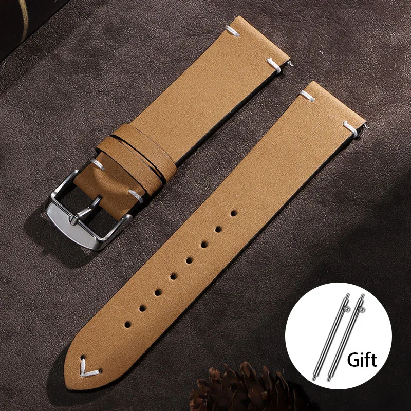 Handmade Vintage Cowhide Leather Watch Band with Quick Release