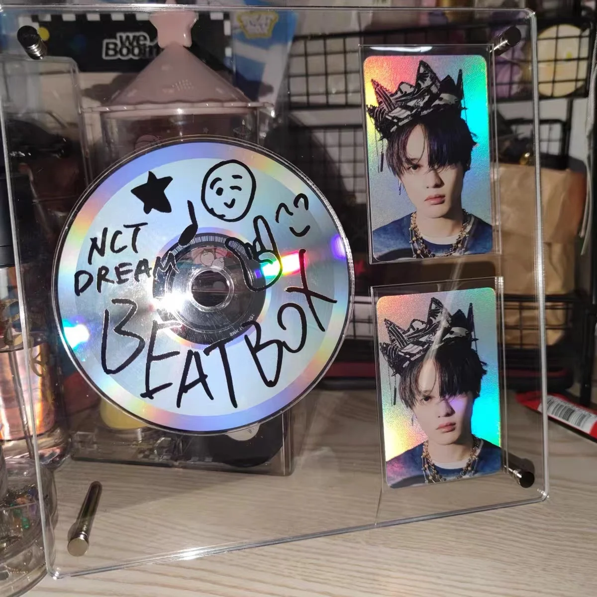 Kawaii CD Discs Type Photocard Holder card holder photo card holder card display stand 3 inch Kpop Idol Card Photo Frame Display stands Transparent album table decoration