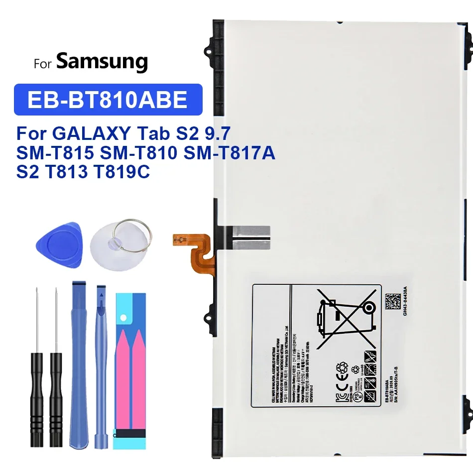 Eb-Bt810Abe 5870Ma Batteria Di Ricambio Per Batterie Samsung Galaxy Tab S2 9.7 T815C Sm-T815 T815 Sm-T810 Sm-T817A S2 T813 T819C