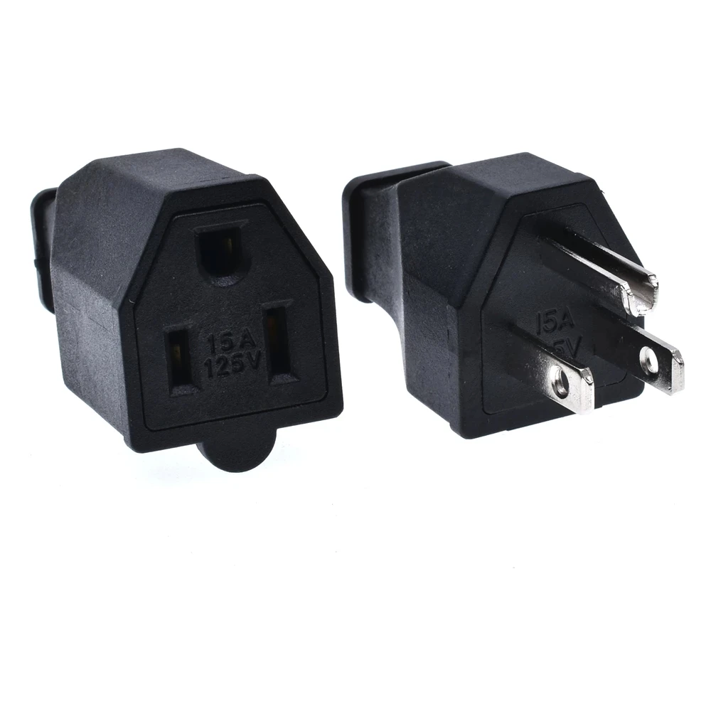 Copper 3 Pin Detachable Male Female Power Cord Connector US Plug Converter AC125V15A High Performance Black Insertion Force5~30N