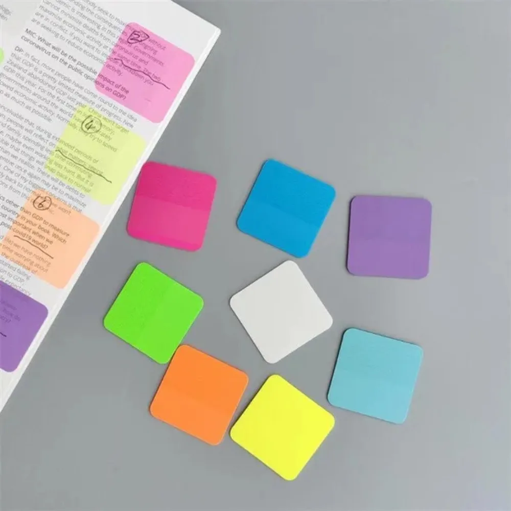 160 fogli: note adesive impermeabili quadrate trasparenti da 8 colori, riutilizzabili, adatte ai studenti per prendere appunti e promemoria. - immagine 3