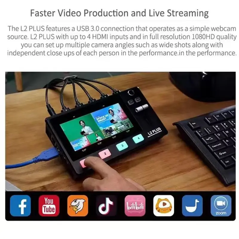 Helian-최고의 스튜디오 방송 키트, 총 가격은 usd1081 = usd749 AI 자동 추적 NDI 4K 30X PTZ 카메라 + USD332 L2 Livepro