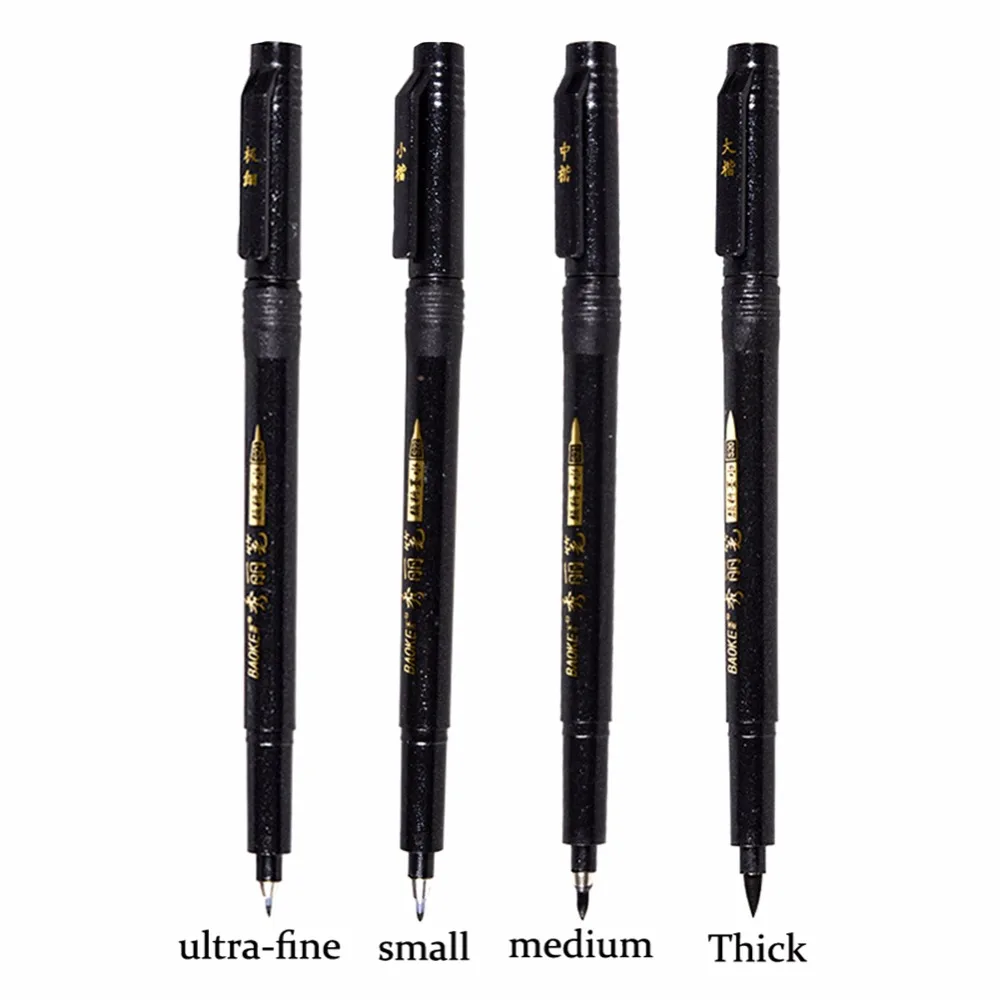 1 Piece Calligraphy Pen Thick Medium Small Ultra Felt Brush Tip Caligraphy Pens Black Permanent Ink Repeated Filling Markers Pen