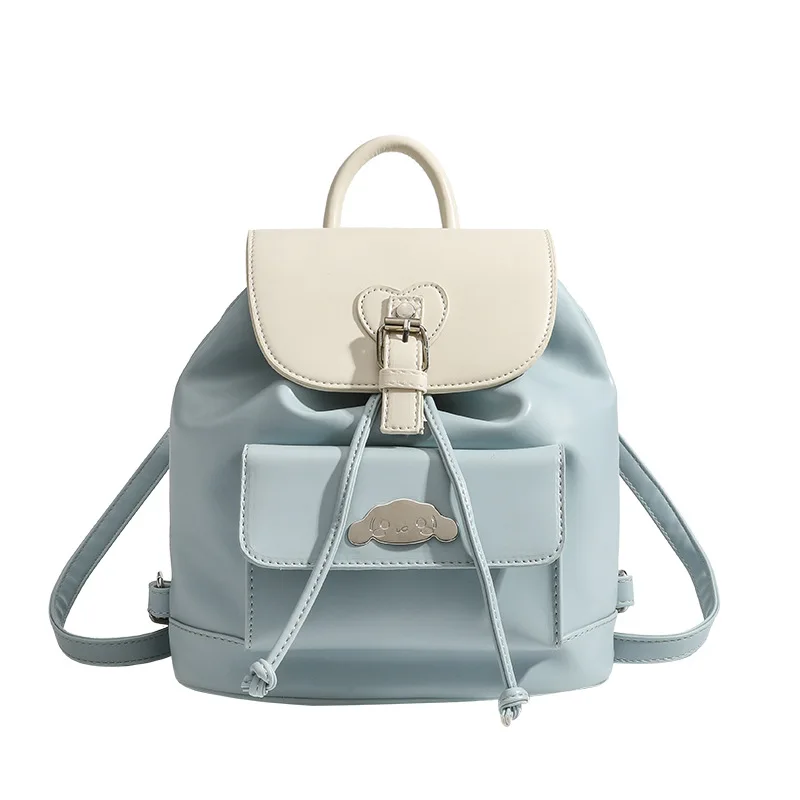 2024 New PU Backpack Small Fresh Summer Versatile Leisure Travel Bag Women's Drawstring Printed Flip Bag
