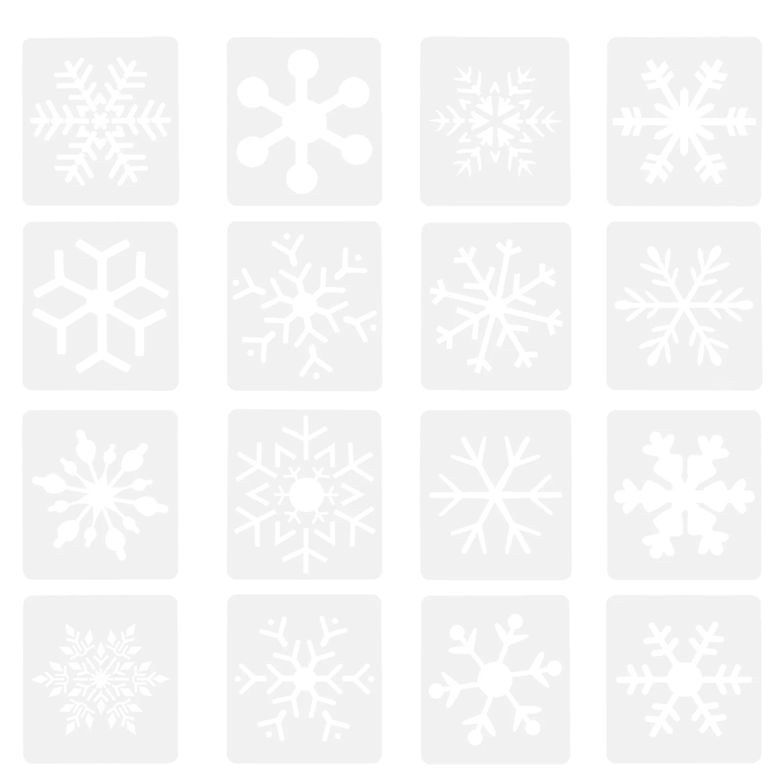 16 Sheets Snowflake Painting Template Drawing Molds Spray Stencils Graffiti Spraying The Pet Plastic Child Lettering