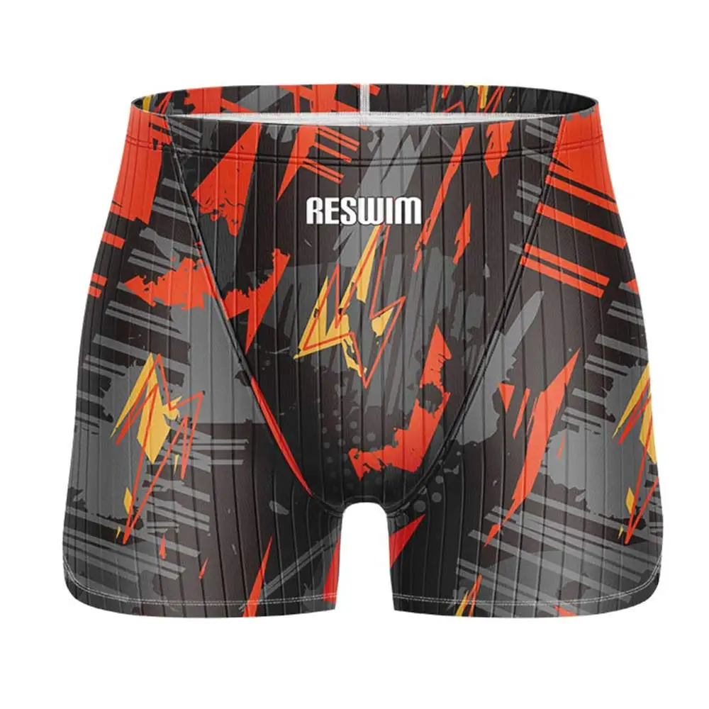 Summer Men's Swimming Shorts Jammers Swimsuit Printed Endurance Athletic Training Swim Trunks 2025 Racing Quick Dry Bathing Suit