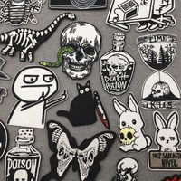 Shop Now Black & White Punk Jacket Embroidered Patches