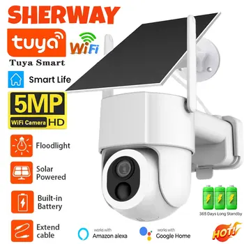 Tuya Solar WiFi Security Camera Outdoor Wireless 5MP Low Power Battery PTZ Camera PIR Motion Detection CCTV Video Surveieillance 1