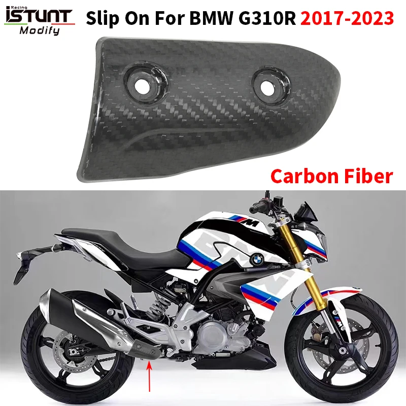 Motorcycle Exhaust Pipe Carbon Fiber Protector Heat Shield Cover Guard Anti-scalding Cover Slip On For BMW G310R 2017-2023