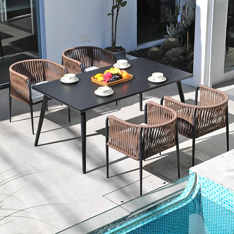 Outdoor Table and Chair Courtyard Waterproof and Sunscreen Garden Villa Outdoor Balcony Vine Chair Outdoor Leisure Homestay