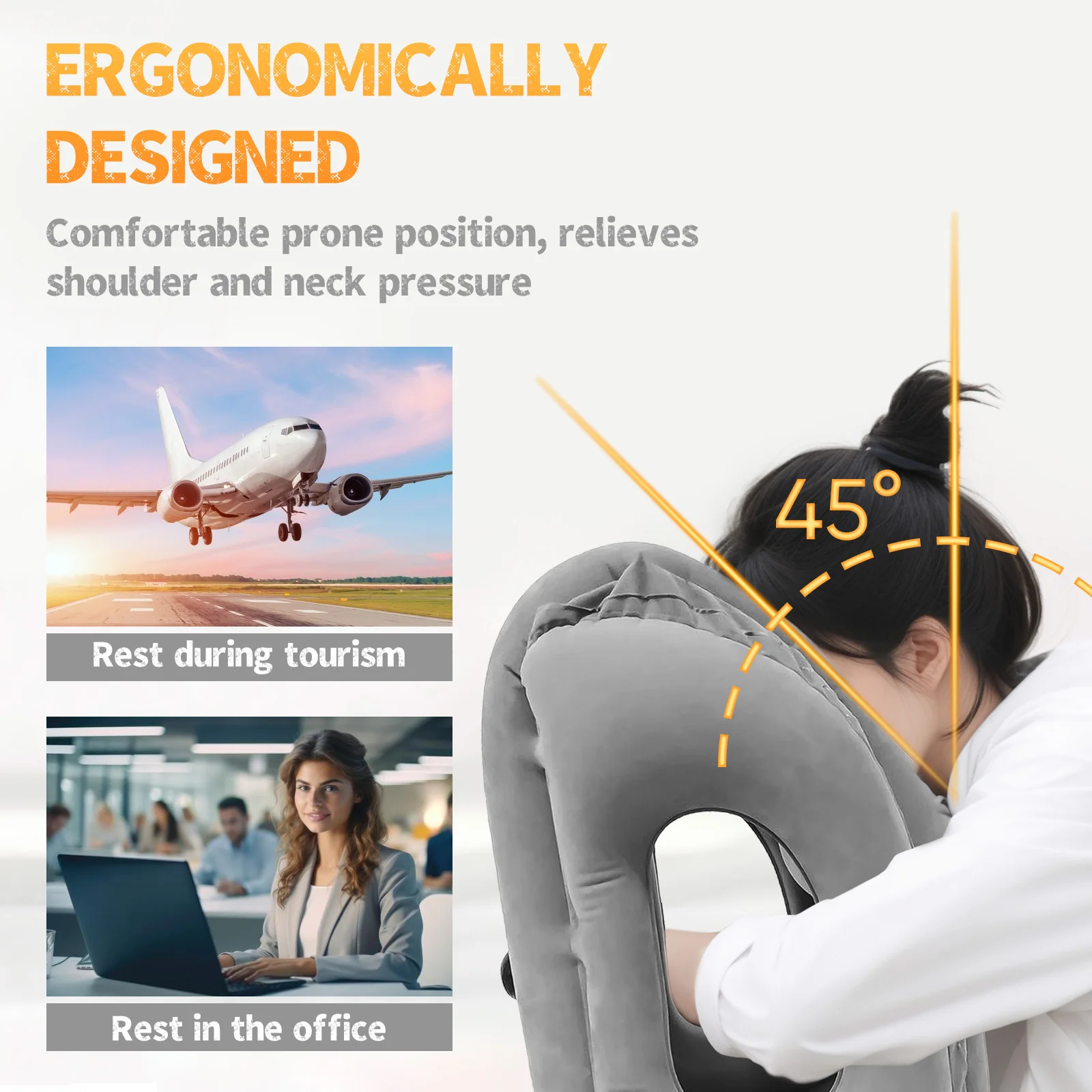 1pc Inflatable Travel Pillow, Airplane Pillow With Patented Valve Design, Travel Accessories With Neck And Head Support, Travel 4
