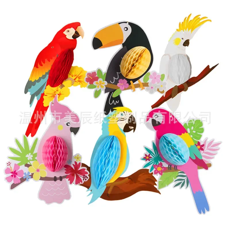 Paper Garland Party Decorations Hanging Paper Party Decoration 6pcs for Hawaiian Beach Pool Luau Tropical Summer Kids Birthday
