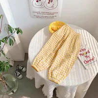 Summer Plaid Mosquito Proof Pants Outdoor Wear Baby Girls New Style Fashion Casual Loose Harlan Pants Children Thin Trousers 2