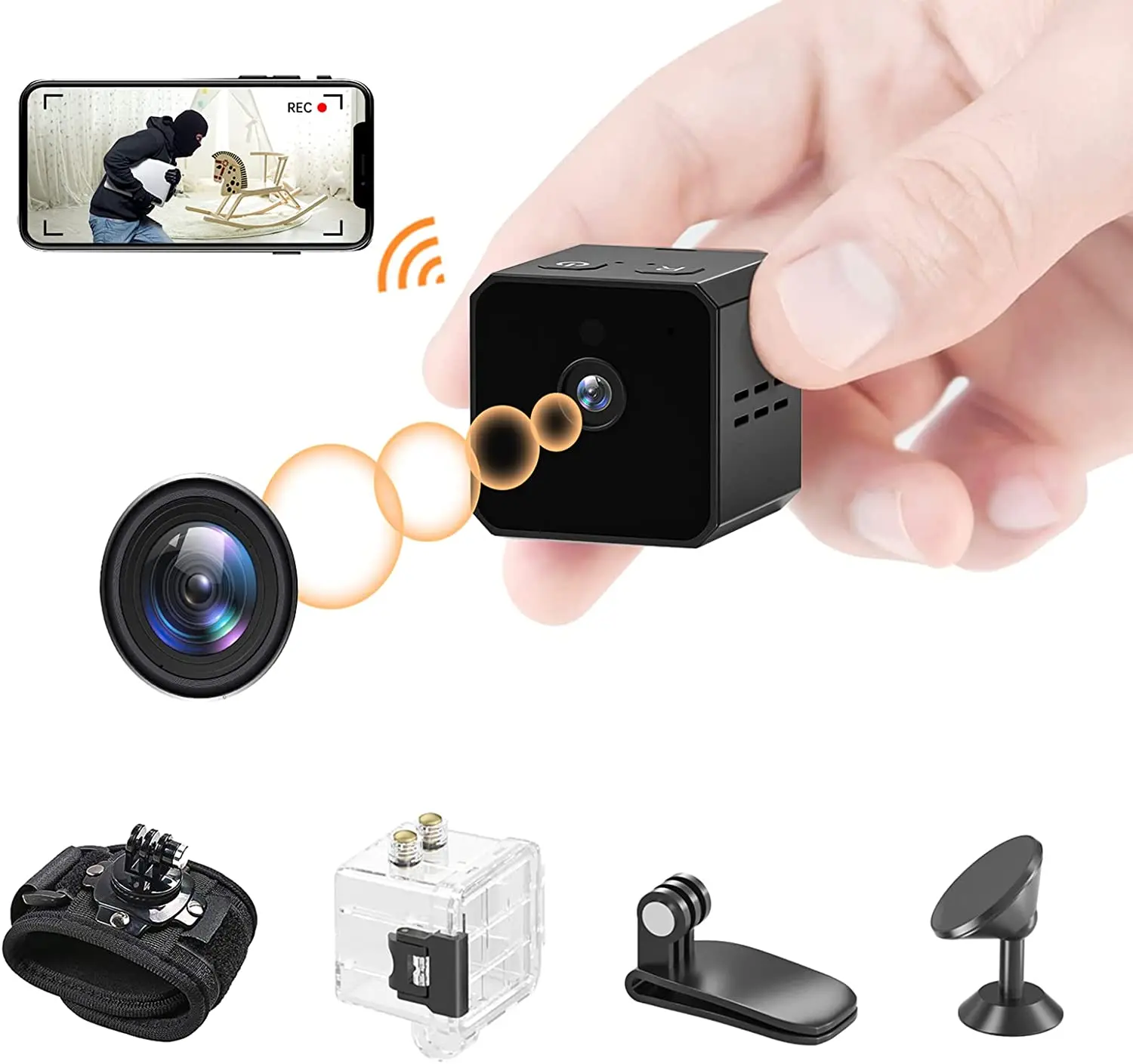 Small Wireless WiFi Outdoor Indoor Security Cameras, Sports Action VCR