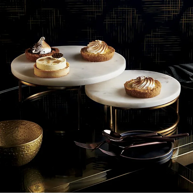 Iron Marble Cake Stand Dessert Tray Dim Sum Plate Display Stand Jewelry Tray Sushi Plate Snack Fruit Plates Refreshment Trays