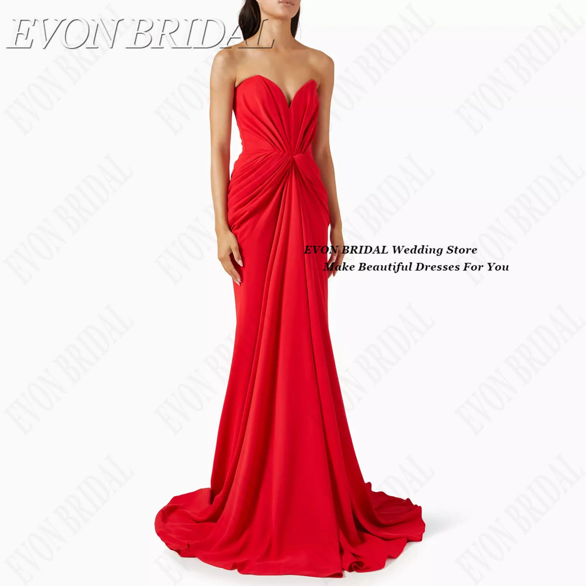 Said Arabia Formal Evening Dress Classic A-Line Long Wedding Guest Dress Strapless Woman Ceremony Dress EVON BRIDAL Customized 1