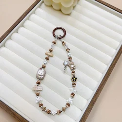 Colorful Beaded Bear Wristlet Keychain and Phone Lanyard - Other (WHITE)