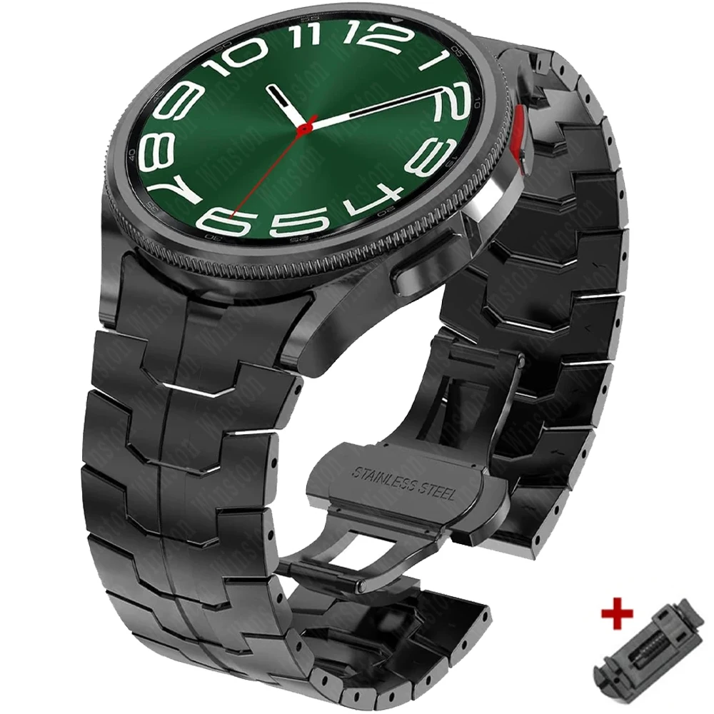 حزام من الفولاذ المقاوم للصدأ لساعة سامسونج جالاكسي 6 5 4 كلاسيكي 47 ملم 43 ملم 42 46 ملم 45 ملم بدون فجوات سوار معدني 40 44 ملم