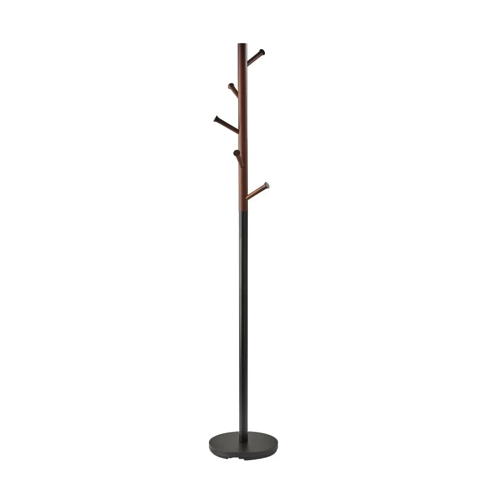 

Black With Walnut Rubberwood Room Furniture Arbor Coat Rack Clothes Racks Hanger Hanger Stand Shelf Wall Standing Floor Living