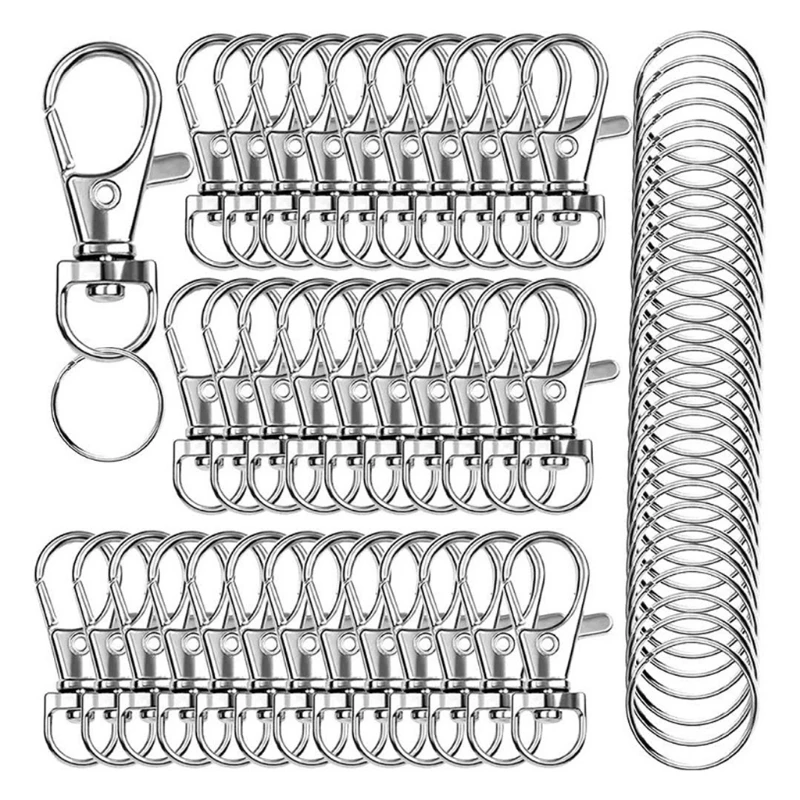 120 Pcs Key Rings Lobster Claw Clasp Swivel Handcraft Hooks Decoration