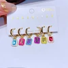 Yakemiyou 6pcs Multicolor Zircon Crystal Rectangle Huggie Hoop Earrings Set Luxury Women Jewelry 2
