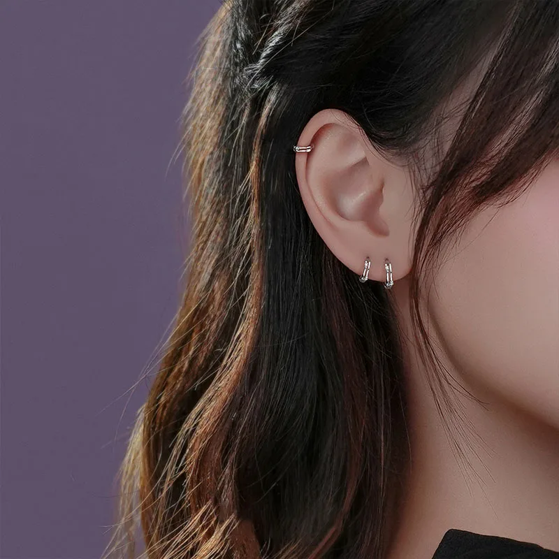 JYJIAYUJY 100% Whole Original Pure Silver S999 Hoop Earrings Hollow Zircon Inlaid Design 8MM Mini Style Fashion Jewelry JYE156 3
