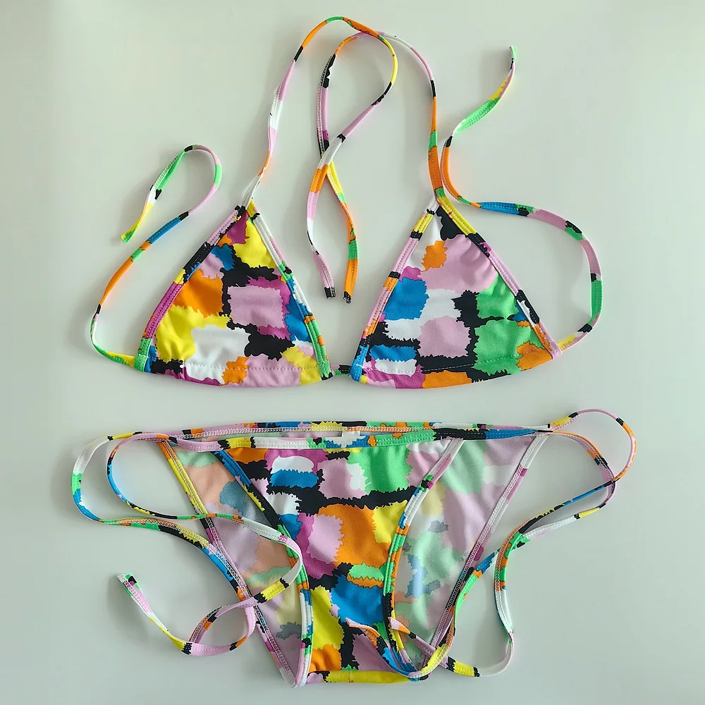 2024 New Bathing Suit Women Floral Swimwear Strap Sexy Three Point Style Beach Bikini Suit Biquini S-L