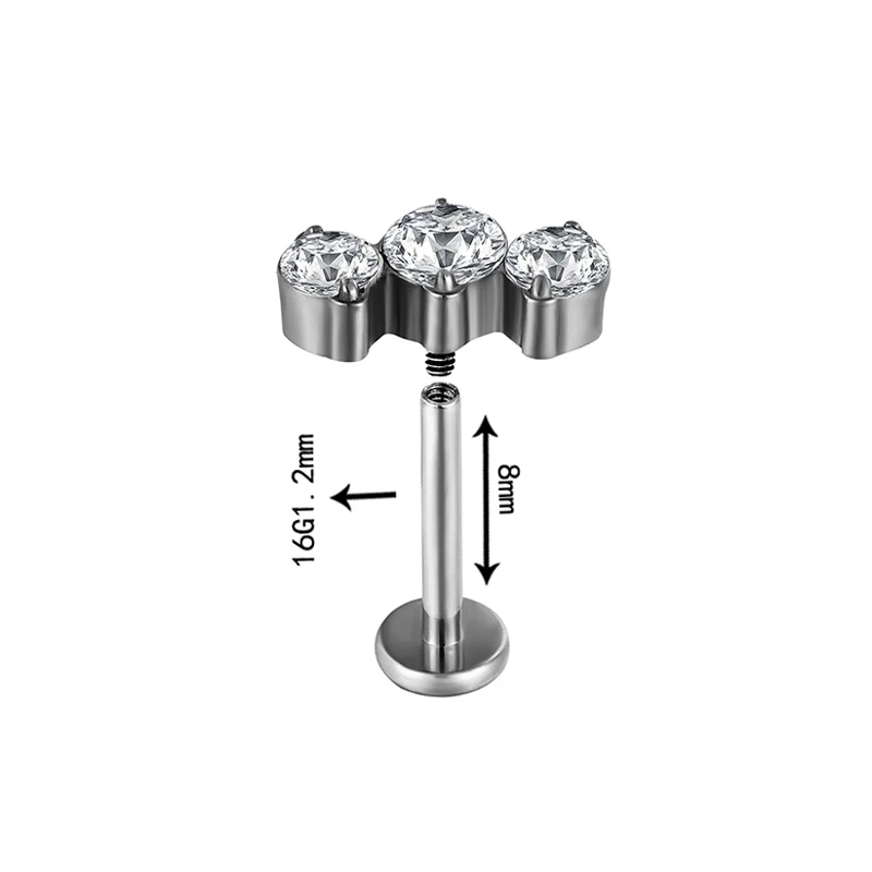 G23 Titanium Ear Piercing Earring Nail Internal Thread Labret Lip Stud Cartilage Tragus Stud Earrings Body Piercing Jewelry 16G