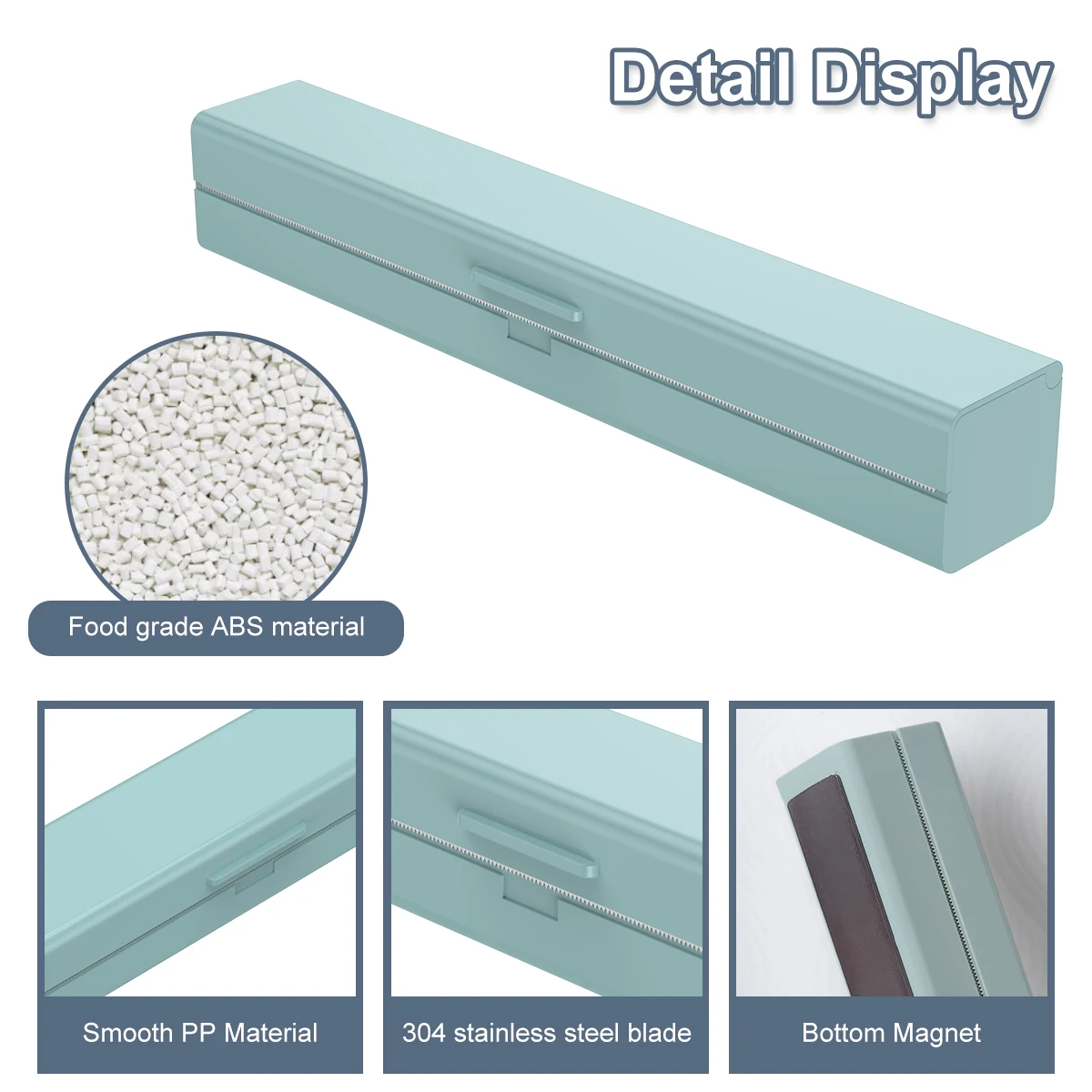Magnetic Plastic Cling Film Cutter Storage Box with Stainless Steel Blade