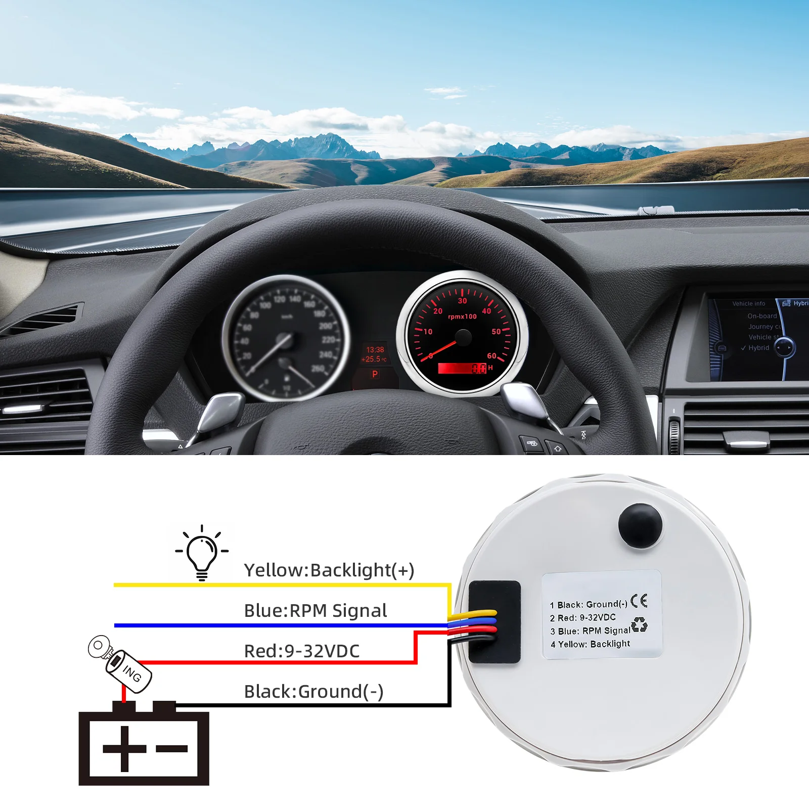 85MM Digital Tachometer 3000/4000/6000/7000/8000 RPM 7Colors Backlight Boat Tachometer with LCD for Car Marine Boat Yacht RV engine tachometer tachometer gauge tachometer meter