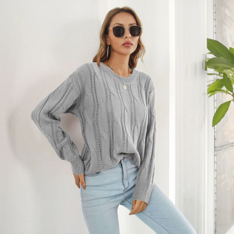 Hollow knitted top | Long-sleeved slim pullover | Street sweater