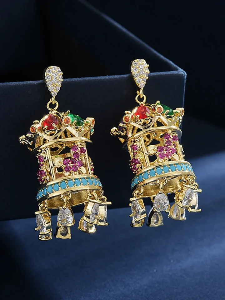 Brincos I Jewels Bollywood - Zircônia Cúbica | Ouro Rosa | 3,5 Cm | Presente Feminino