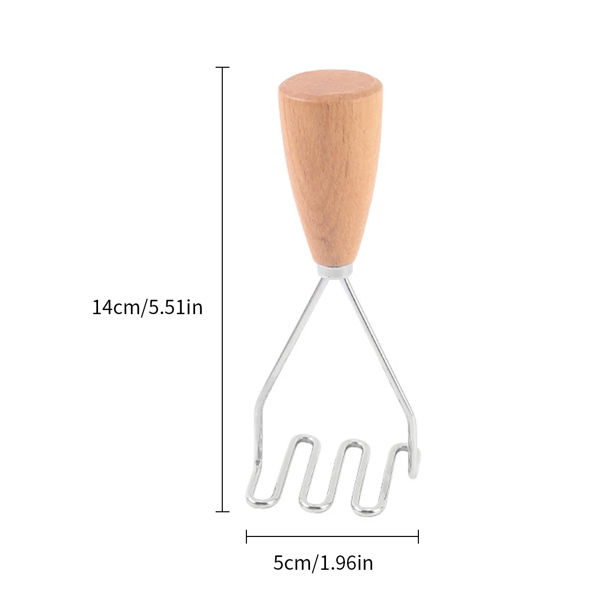 Leeseph Potato Smasher 430 Stainless Steel Potato Masher Tool with Wooden Handle Vegetable Masher for Cooking Kitchen Gadget potato masher