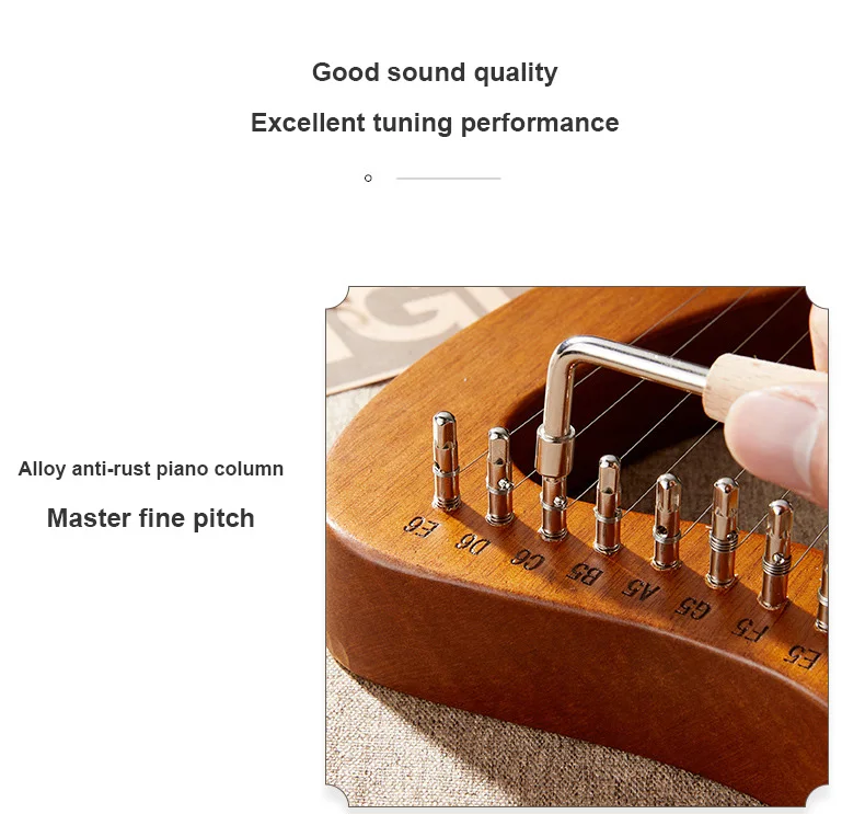 Description Picture 5 of item21/24/27/32 Strings Lyre Harp Wooden Mahogany Material Love Song Thumb Piano Lute For Children Birthday Gift Beginner With Parts