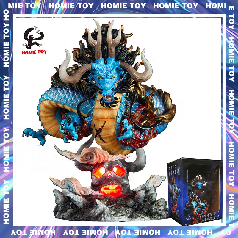 

21cm Anime One Piece Figure Kaidou Beastly Dragon Action Figures Form Scene Statue Toy Light Up Collection Model Figure Toy