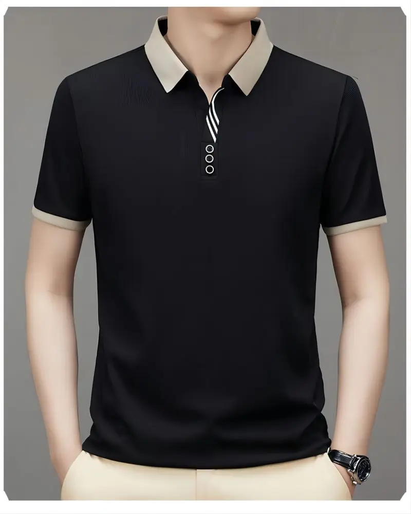 Summer Mens Jogging Polo Shirts Short Sleeve Shirt Luxury Top Casual Lapel T-shirt Men Breathable Lightweight T Shirt Homme ﻿