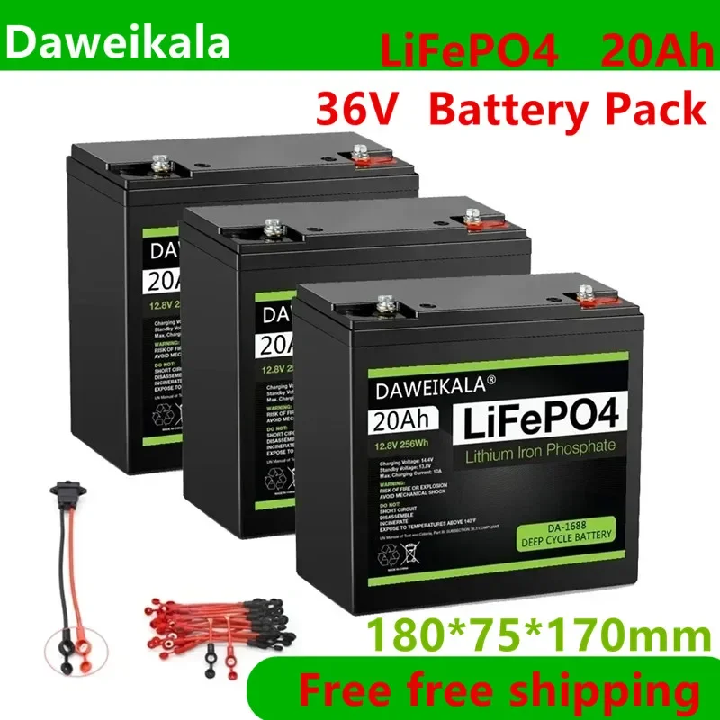 Batteria 36V 20Ah Lifepo4 Batteria Capacità Reale Per Bicicletta Elettrica Batteria Ebike 36V Scooter Elettrico 12V 3 S1P