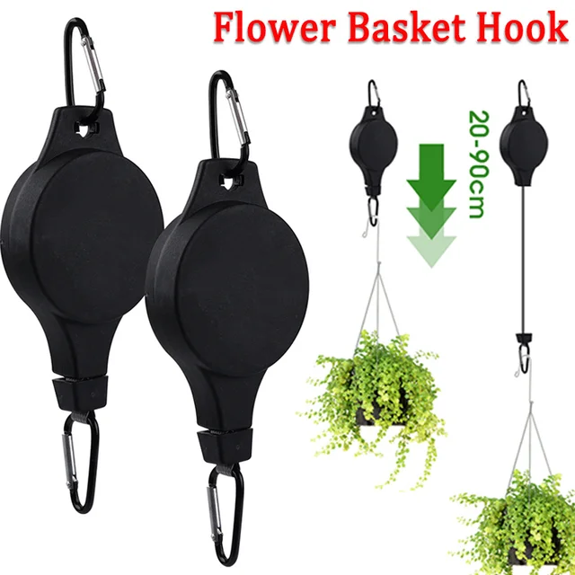 Behúzható Növényi Szíjtárcsa Állítható, Nagy Teherbírású, Függő Virágkosár Fogas Horgok Kerti Kosarakhoz És Madarak Adagolóhoz