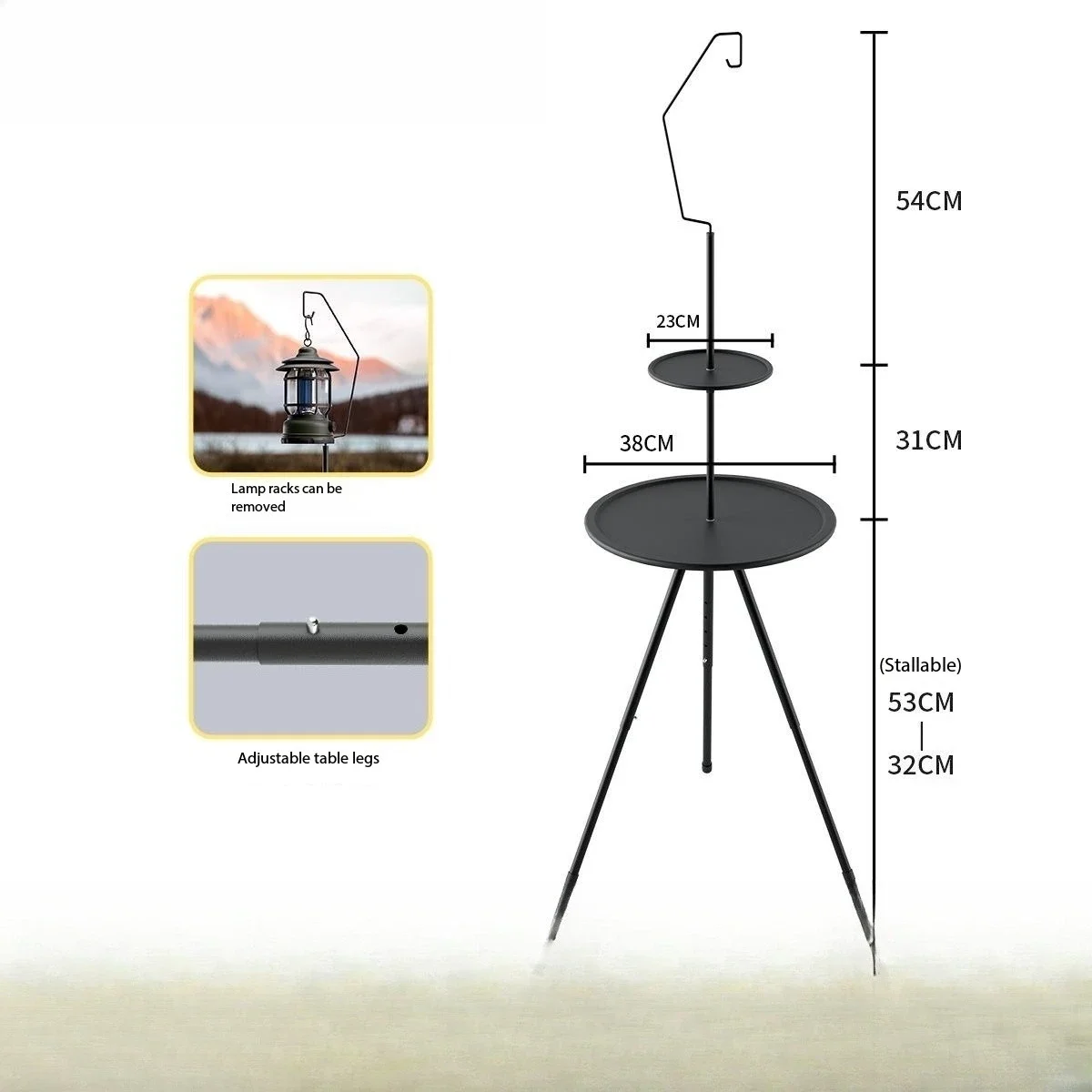 Folding Camping Table with Lamp Holder - طاولة تخي...