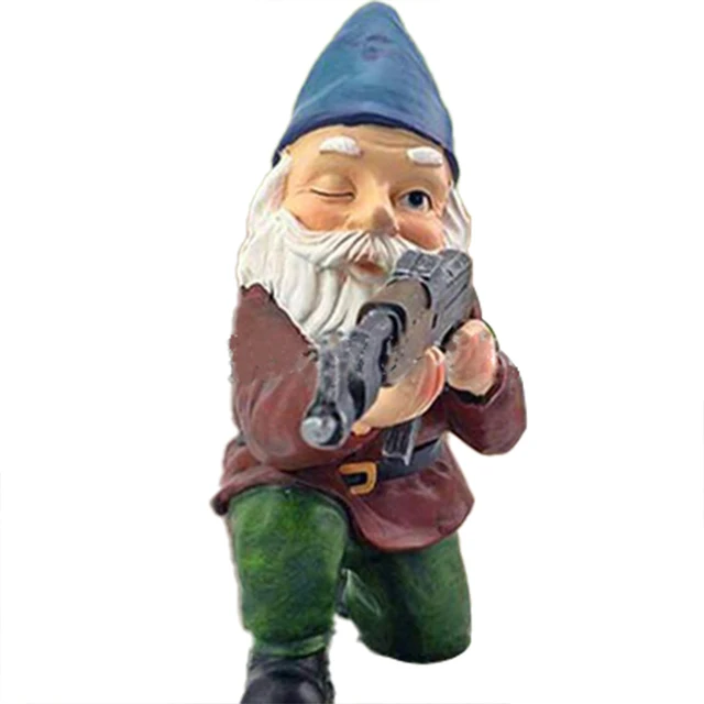 Mini Gnóm Fegyver Törpével Vicces Gyanta Szobor Aranyos Barkács Bonsai Dekoráció Az Asztal Kültéri Kerti Otthoni Dekorációhoz - Image 5