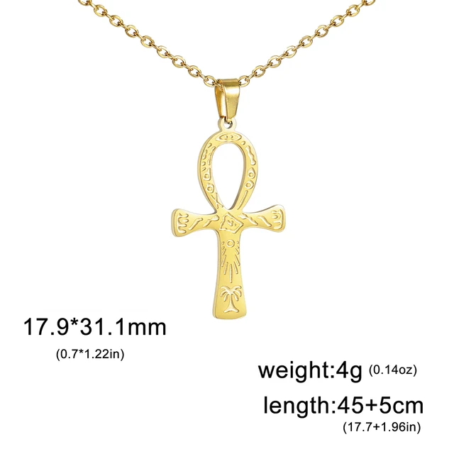 Lucktune collier pharaon égyptien ankh pendentif ankh croce egiziana collier acier inoxydable Ankh croix amulette égyptienne collier en acier inoxydable clé de la vie symbole Crucifix pendentif collier femmes
