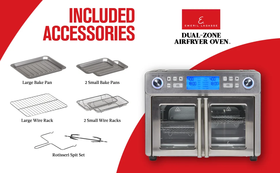 Description Picture 4 of itemDual Zone 360 Air Fryer Oven Combo with French Door, 25 QT Extra Large, Cook Two Foods in Different Ways, Up to 6