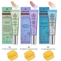 Set of 3 Color - Changing High - Coverage CC Cream with Centella for Flawless Face Base Makeup (3color free puff)