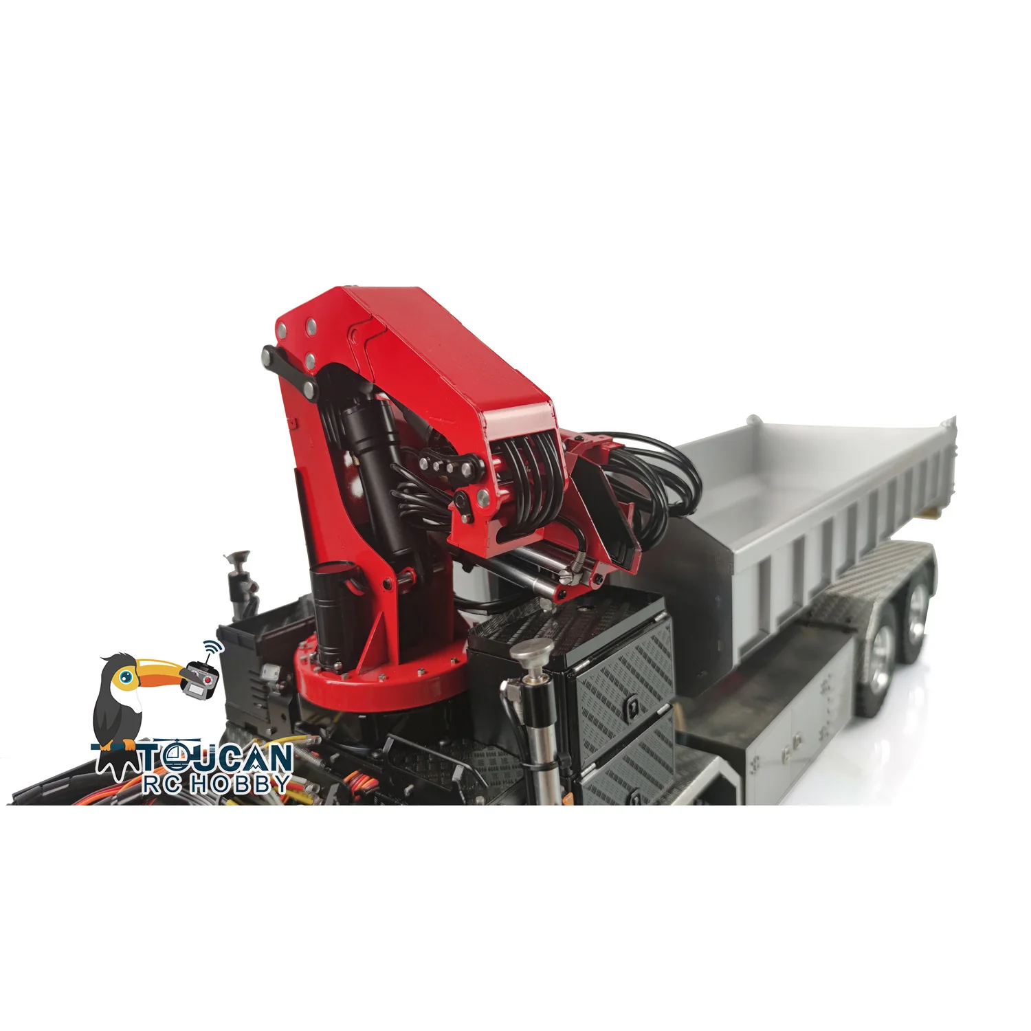 LESU 1/14 Metal RC Hydraulic Dumpper Truck Remote Control Roll-On Crane Tipper Model Toys for Boys Gift Painted TH19852 5