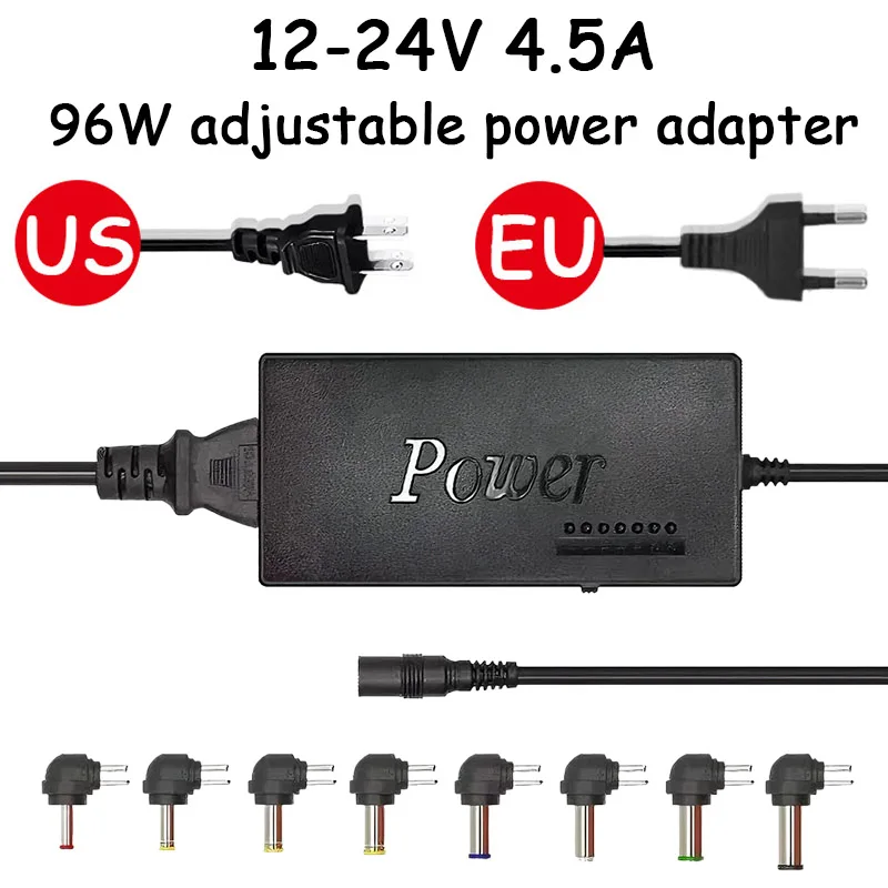 DC 12V/15V/16V/18V/19V/20V/24V 4.5A 96W EU US 플러그 노트북 AC 범용 전원 어댑터 충전기 (델, 레노버, , 도시바 노트북용)