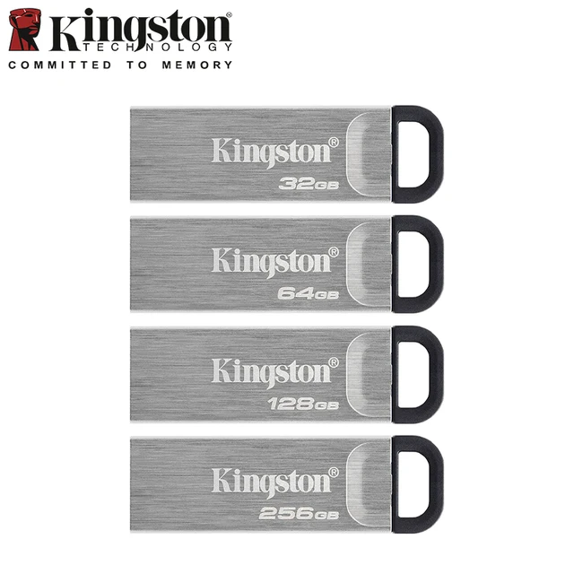 Kingston DataTraveler Kyson USB Flash Drive with Stylish Capless Metal Case 32GB 64GB 128GB 256GB 512GB Pen Drive USB3.2 u Disk 1