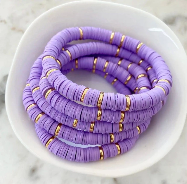 Wholesale Handmade Polymer Clay Heishi Beads Stretch Bracelets Set