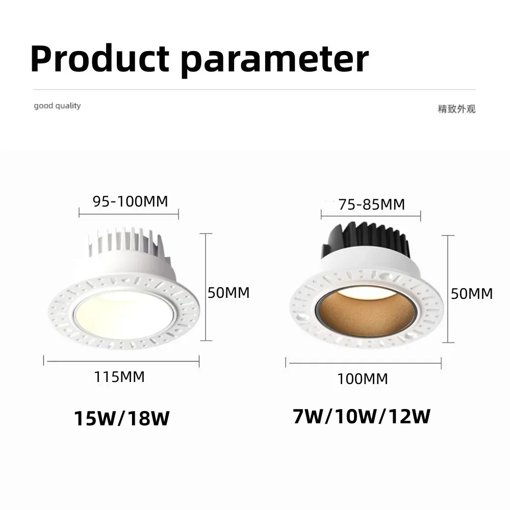 LED Downlight Recessed Ceiling Spotlight Ceiling Lamps LED Recessed Spot Light Borderless Downlight Living Room Spotlight 7.5CM 9.5CM Hole Downlight Minimalist Bedroom Light
